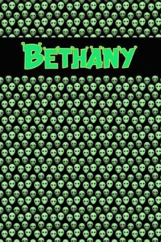 Cover of 120 Page Handwriting Practice Book with Green Alien Cover Bethany