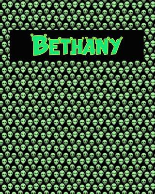 Book cover for 120 Page Handwriting Practice Book with Green Alien Cover Bethany