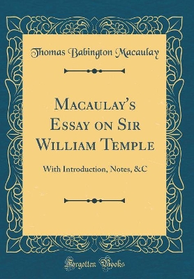 Book cover for Macaulay's Essay on Sir William Temple