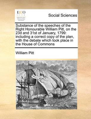 Book cover for Substance of the speeches of the Right Honourable William Pitt, on the 23d and 31st of January, 1799