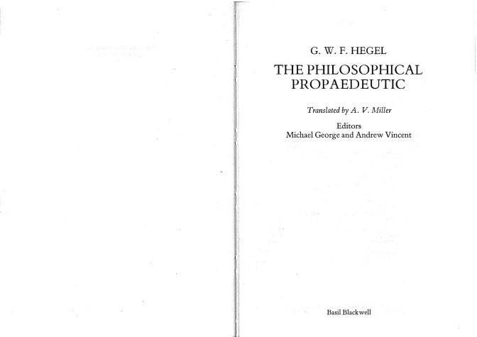 Book cover for The Philosophical Propaedeutic