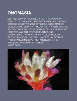 Book cover for Onomasia; Or, Philadelphia Vocabulary