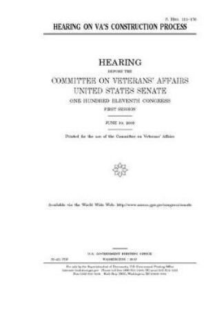 Cover of Hearing on VA's construction process