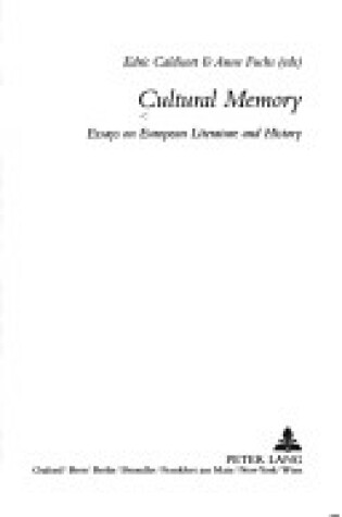 Cover of Cultural Memory