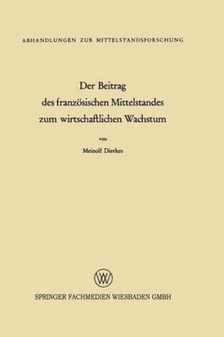 Cover of Der Beitrag des französischen Mittelstandes zum wirtschaftlichen Wachstum