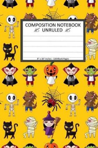 Cover of Unruled Composition Notebook 8" x 10". 120 Pages. Cartoon Halloween Monster