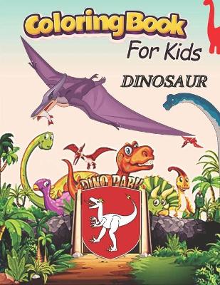 Book cover for dinosaur coloring book for kids
