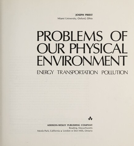 Book cover for Problems of Our Physical Environment