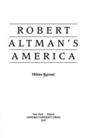 Cover of Robert Altman's America