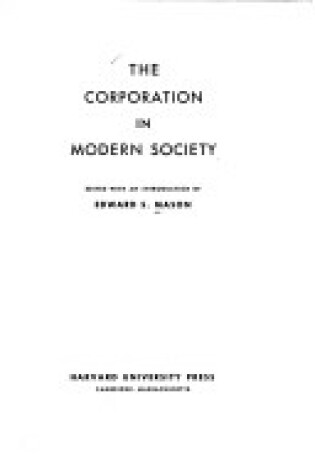 Cover of Corporation in Modern Society