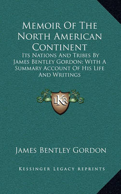 Book cover for Memoir of the North American Continent