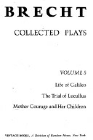 Cover of Bertolt Brecht Collected Plays