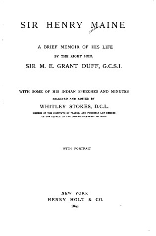 Cover of Sir Henry Maine