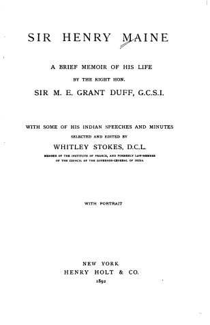 Book cover for Sir Henry Maine