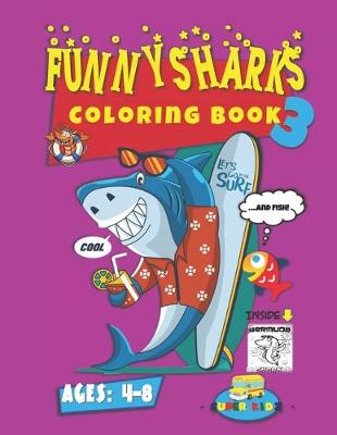 Book cover for Funny Sharks Coloring Book 3