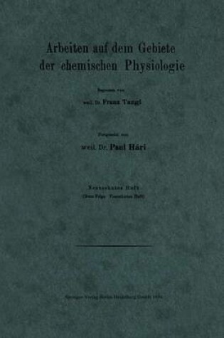 Cover of Arbeiten auf dem Gebiete der chemischen Physiologie