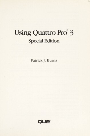 Cover of Using Quattro Pro 3
