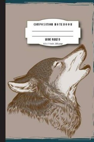 Cover of Composition notebook wide ruled 8.5x11 inch 200 page, Fox face drawing