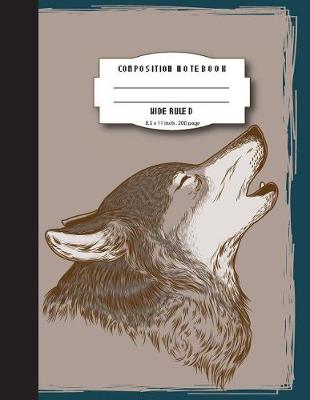 Book cover for Composition notebook wide ruled 8.5x11 inch 200 page, Fox face drawing
