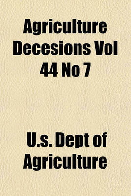 Book cover for Agriculture Decesions Vol 44 No 7