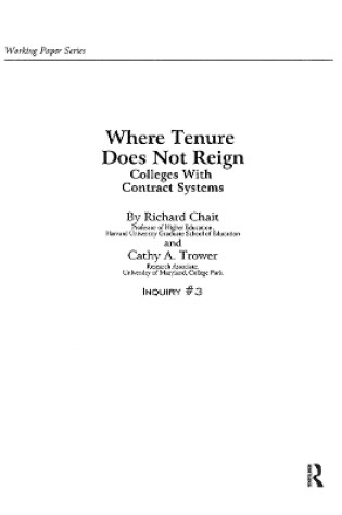 Cover of Where Tenure Does Not Reign