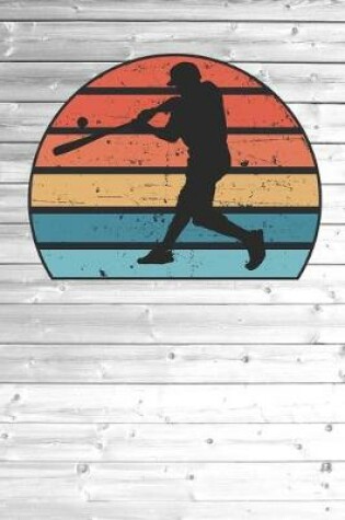 Cover of Baseball Player Athlete Silhouette Image On A Retro Vintage 70s Distressed Sunset Journal