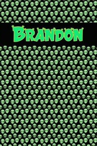 Cover of 120 Page Handwriting Practice Book with Green Alien Cover Brandon