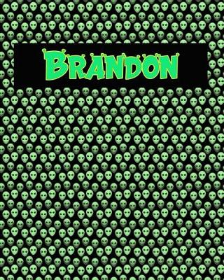 Book cover for 120 Page Handwriting Practice Book with Green Alien Cover Brandon