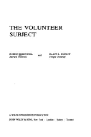 Cover of Volunteer Subject