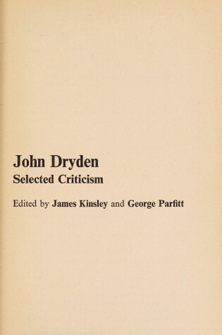 Cover of Selected Criticism