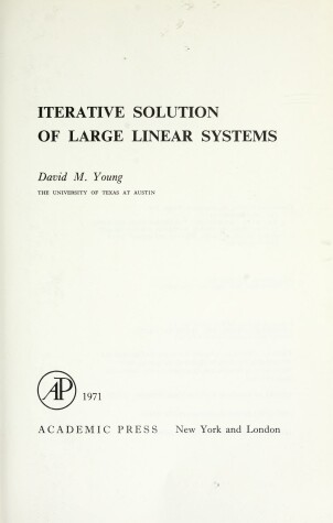 Cover of Iterative Solution of Large Linear Systems