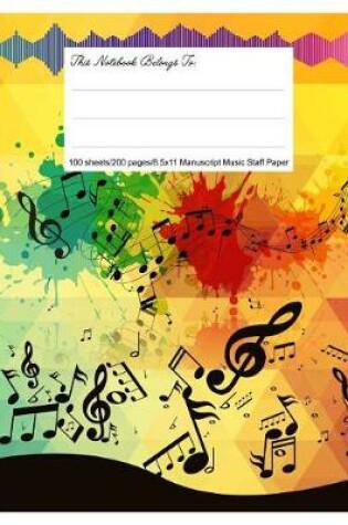 Cover of Staff Paper Blank Manuscript Musical Notebook, 12 Staves, 8.5.X 11, Music Free