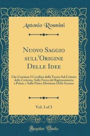 Cover of Nuovo Saggio Sull'origine Delle Idee, Vol. 3 of 3