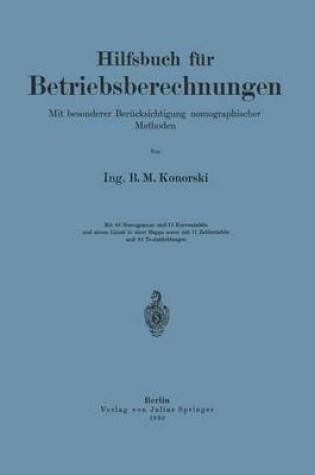 Cover of Hilfsbuch Fur Betriebsberechnungen