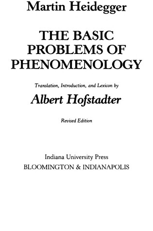 Cover of The Basic Problems of Phenomenology