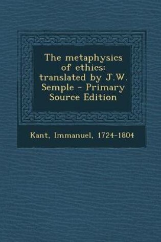 Cover of The Metaphysics of Ethics