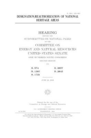 Cover of Designation/reauthorization of national heritage areas