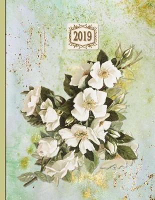 Book cover for 2019 Planner; Roses White