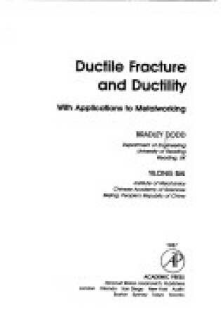 Cover of Ductile Fracture and Ductility