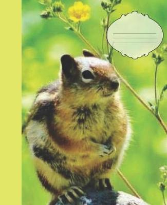 Cover of Cute Chipmunk Squirrel Yellow flower Wildlife Photograph College-ruled Lined School Composition Notebook