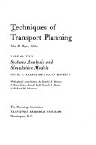 Cover of Techniques of Transport Planning