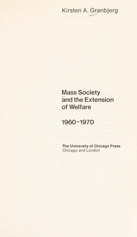 Book cover for Mass Society and the Extension of Welfare, 1960-70