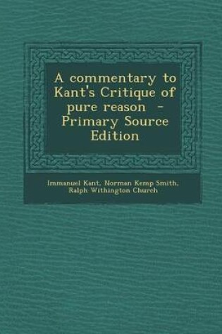 Cover of A Commentary to Kant's Critique of Pure Reason