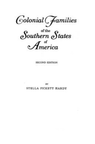 Cover of Colonial Families of the Southern States of America