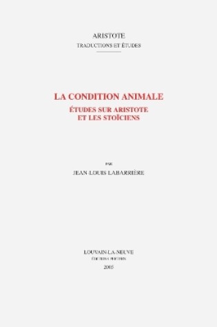 Cover of La condition animale