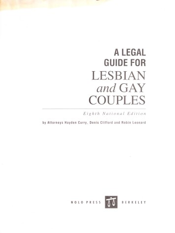 Cover of A Legal Guide for Lesbian and Gay Couples