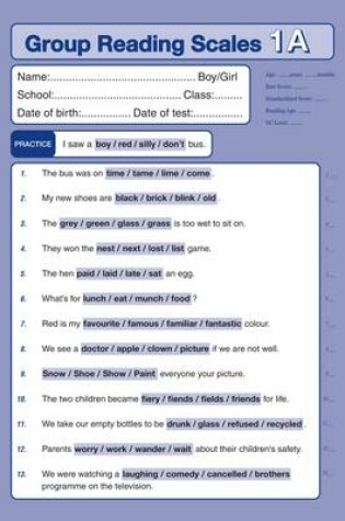 Cover of Group Reading Scales Test 1 (Primary) Form A