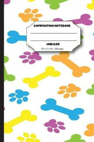 Cover of Composition notebook unruled 8.5x11 inch 200 page, Dog paw print