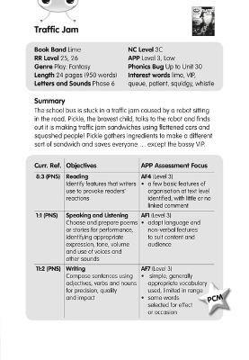 Book cover for BC JD Plays Lime/3C Traffic Jam Guided Reading Card