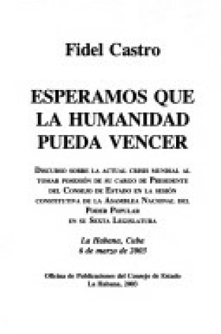 Cover of Esperamos Que La Humanidad Pueda Vencer